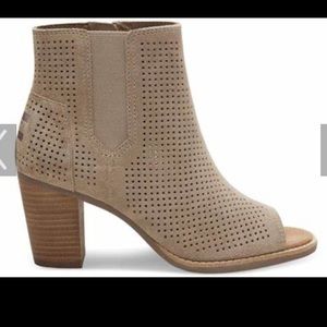Toms Stucco Suede Perforated Open Toe Bootie